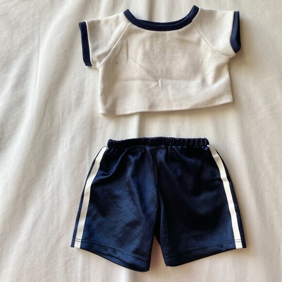 Build a Bear BAB NY Yankees T-Shirt Outfit Red White Blue Baseball Bat Hat - Picture 8 of 11